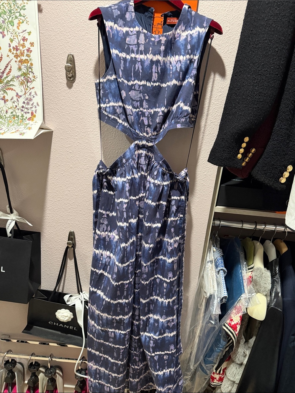 Altuzarra Navy and White Cutout Maxi Dress